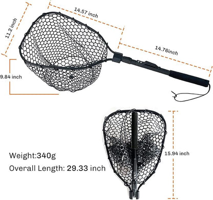STONESTAR Fishing Net with Handle, Foldable Extendable Fish Net Aluminum Alloy Landing Net, Lightweight Strong Telescoping Handle Fishing Gear 20LBS Max Load, Fish-Friendly for Catch and Kayak