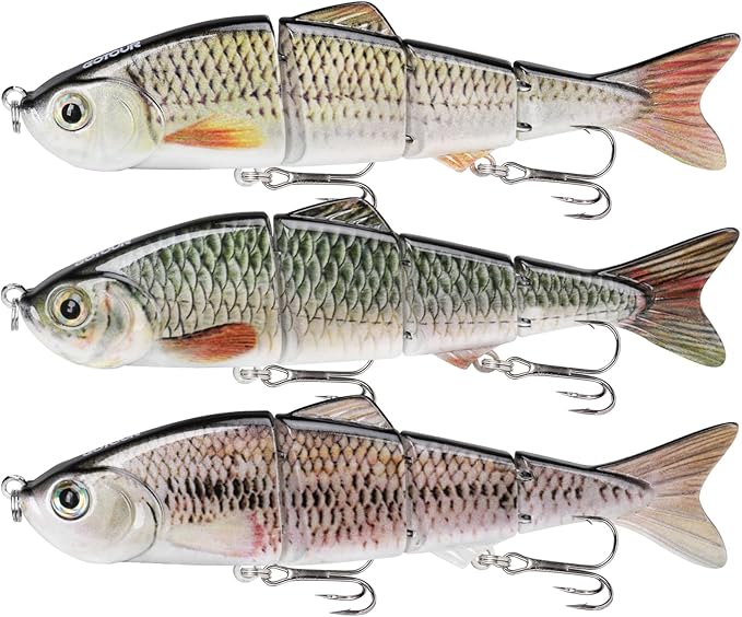 GOTOUR Fishing Lures for Freshwater or Saltwater, Easy to Use for Family Fishing Beginner and Pros, Most Lifelike Jointed Swimbait，Slow Sinking Bass Pike Panfish Walleye Lures, Fishing Gifts for Men