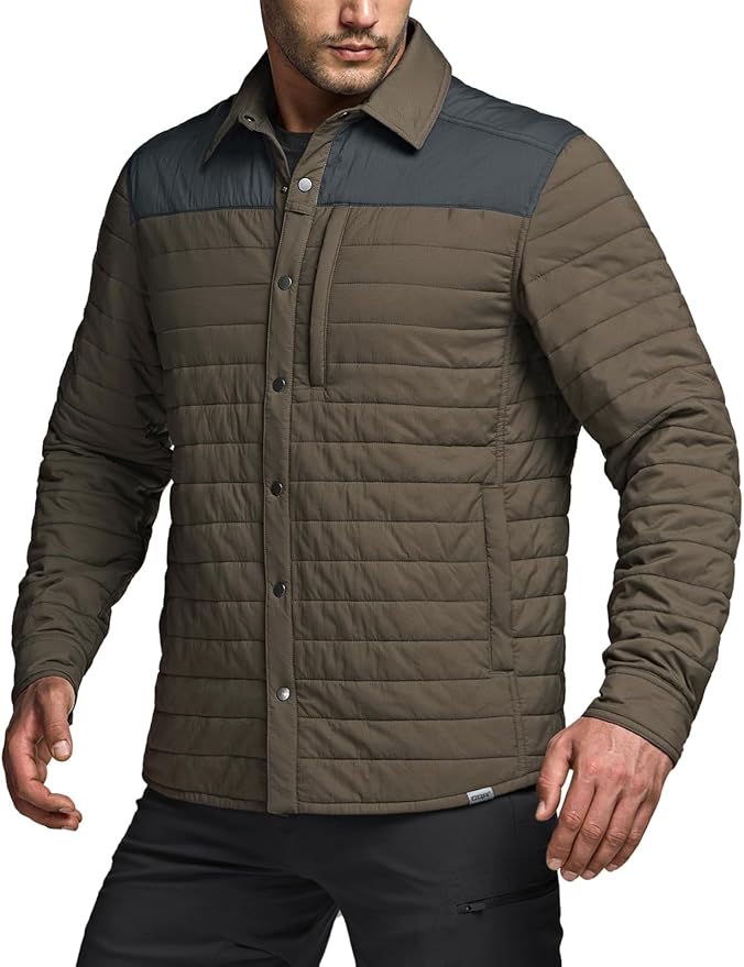 CQR Men's Lightweight Insulated Jacket, Windproof Packable Water Resistant Warm Active Coat for Hiking Work Outdoor Tactical