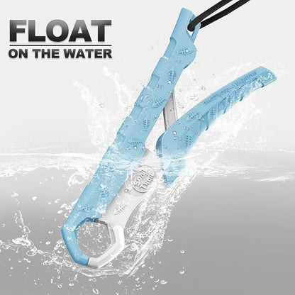 SNAIL TRAIL 7.5''/9'' Floating Fish Gripper, Fishing Grabber, Catfish Mouth Pliers, Caught Bass Holder, Digital Scale Hook Clamp, Saltwater Lip Grip Tool with Lanyard, Gifts for Men