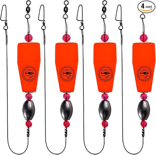 Fishing Floats Rigs Popping Corks for Saltwater Rattle Weighted Bobbers Fishing Tackle (4pcs, 2/3/4/5 in, Green/Yellow/Orange)