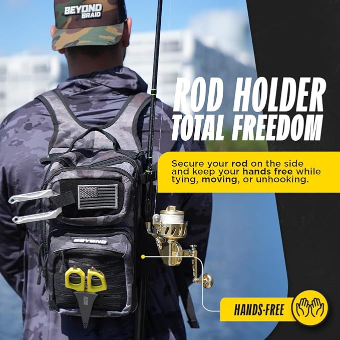 Beyond Fishing Tackle Backpack- The Voyager Tactical Fishing Storage Bag - Lightweight & Compact Bag For Fishing