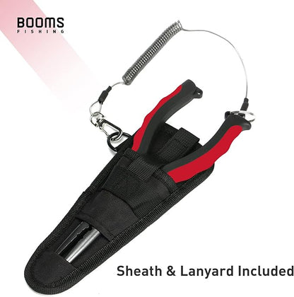 Booms Fishing F03 Needle Nose Fishing Pliers, 9" Fisherman's Pliers, Long Nose Hook Remover, Saltwater Resistant Fishing Gear, Red