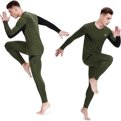 Men's Thermal Underwear Fleece Lined Performance Fleece Tactical Sports Shapewear Thermal Set