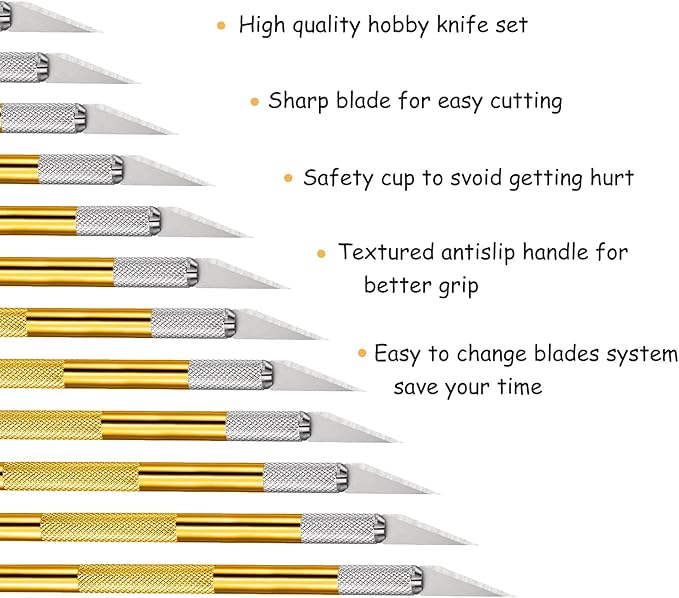 15 Pack Exacto Knife Set, Hobby Knife, Back to School Supplies Craft Knifes Kit for Art, Carving, DIY, Scrapbooking, Art, Cutting, Stencil(Gold)