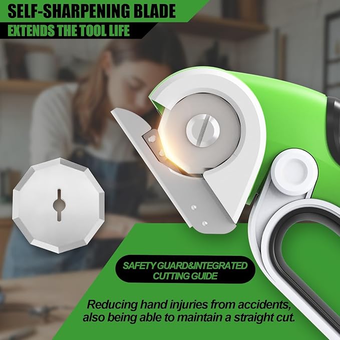 ZEITE 4V Cardboard Box Cutter,Cordless Electric Scissors,Max Cutting 1/4",Ideal for Cardboard,Thin Carpet & Plastic Recycling,Easy to Hold and Safe,Green