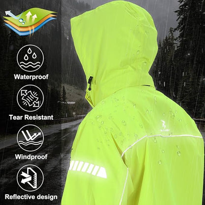 Rain Suit for Men, Packable Waterproof Rain Jacket & Pants, Reflective Raincoat Rain Gear for Outdoor Golf Hiking Fishing