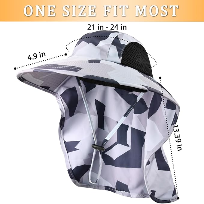 Sun Hat for Men Women with Neck Flap,UPF 50+ UV Protective Hiking Fishing Hats,Wide Brim Sun Hat for Women&Men