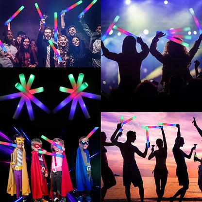 210 PCS Foam Glow Sticks For Wedding, Foam Light Up Sticks with 3 Modes Colorful Flashing, Light Up Foam Sticks, Glow Sticks Bulk Party Pack For Wedding, Concert, Party, Raves, Events