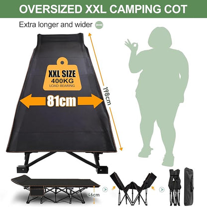 ABORON 2PK Oversized Folding Camping Cot for Adults, Double Layer 1200D, 500lb Capacity, Heavy Duty Guest Cot with Mat & Carrying Bag for Indoor & Outdoor Use