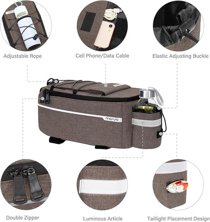 MOSISO Bike Rack Bag, Waterproof Bike Trunk Cooler Pouch Insulated Bicycle Rear Seat Pouch Cycling Backseat Storage Cargo Luggage Saddle Shoulder Bag