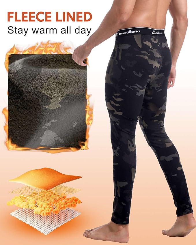 Men's Thermal Pants Fleece Lined Long Johns Compression Bottom Athletic Base Layer Cold Weather Gear 1 2 4 Pcs
