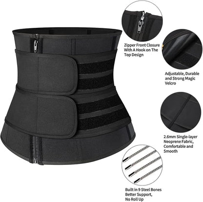 KIWI RATA Mens Workout Waist Trainer Corset Neoprene Sauna Sweat Trimmer Cincher Belt Extra Belly Compression Belts