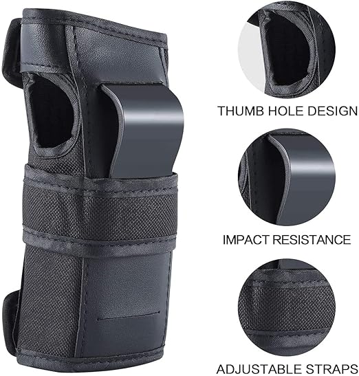 Adult/Child Knee Pads Elbow Pads Wrist Guards 3 in 1 Protective Gear Set for Skateboarding Inline Roller Biking Roller Skating Cycling Outdoor Sports Black M