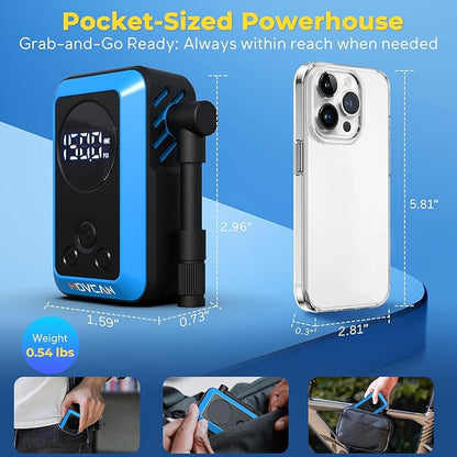 MOVCAN Mini Bike Pump,33s Fast Bicycle Pump with Guage,150PSI Portable Electric Bike Air Pump with Presta and Schrader Valve,Inflation Needle for Bike, Motorcycle, Mountain Bike, Ebike,Car, Balls