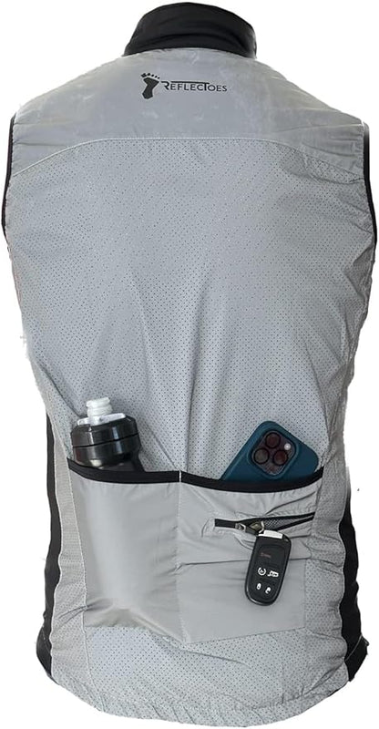 ReflecToes Reflective Safety Vest for Night Visibility – Hi Vis Running & Cycling Gilet – Lightweight, Breathable Outer Layer