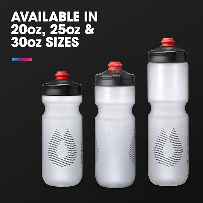 HydraPak Breakaway Surge Lightweight Bike Water Bottle 2-Pack (20oz, 25oz, 30oz) - High Flow, Cycling & Sports Squeeze Bottle