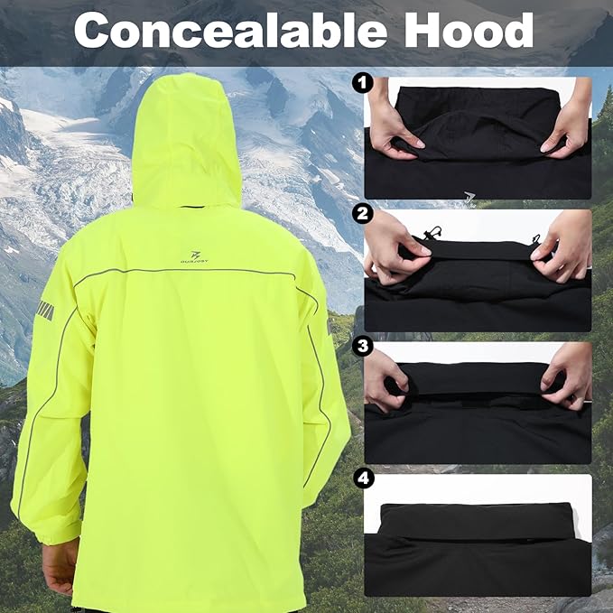Rain Suit for Men, Packable Waterproof Rain Jacket & Pants, Reflective Raincoat Rain Gear for Outdoor Golf Hiking Fishing