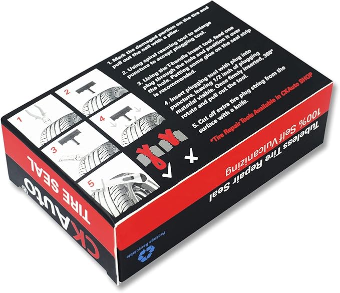 CKAuto 30pcs 4" Brown Tire Repair Strings, Automotive Tool Tire Repair Plugs for Tubeless Off-Road Tires Car, Bike, ATV, UTV, Wheelbarrow, Mower