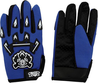 SLMOTO Dot Youth Kids Helmet Motocross Offroad Street Helmet Motorcycle Helmet Dirt Bike Motocross ATV Blue Flame Design Helmet+Goggles+Gloves