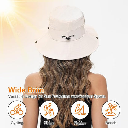 Sun Hats for Women Bucket Hat UV Protection Fishing Hat Wide Brim Safari Hats 2 in 1 Zip-Off Sun Visor Hats UPF 50+