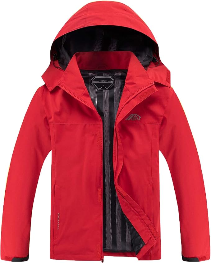 OTU Men's Lightweight Waterproof Hooded Rain Jacket Outdoor Raincoat Shell Jacket for Hiking Travel