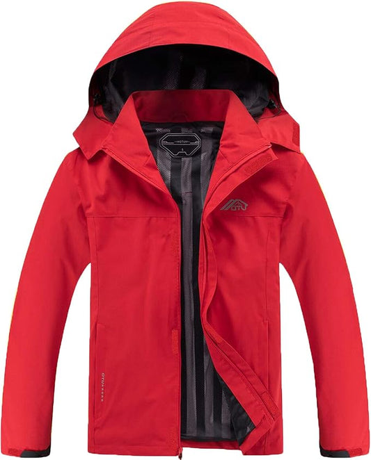 OTU Men's Lightweight Waterproof Hooded Rain Jacket Outdoor Raincoat Shell Jacket for Hiking Travel