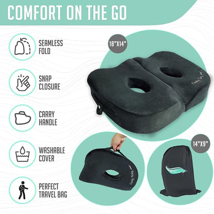 Foldable Sit Bone Seat Cushion - for Sit Bone Pain, Hip, Butt, Ischial Tuberosity, Hamstrings, and Sciatica Pain Relief - for Home, Office, and Driving…