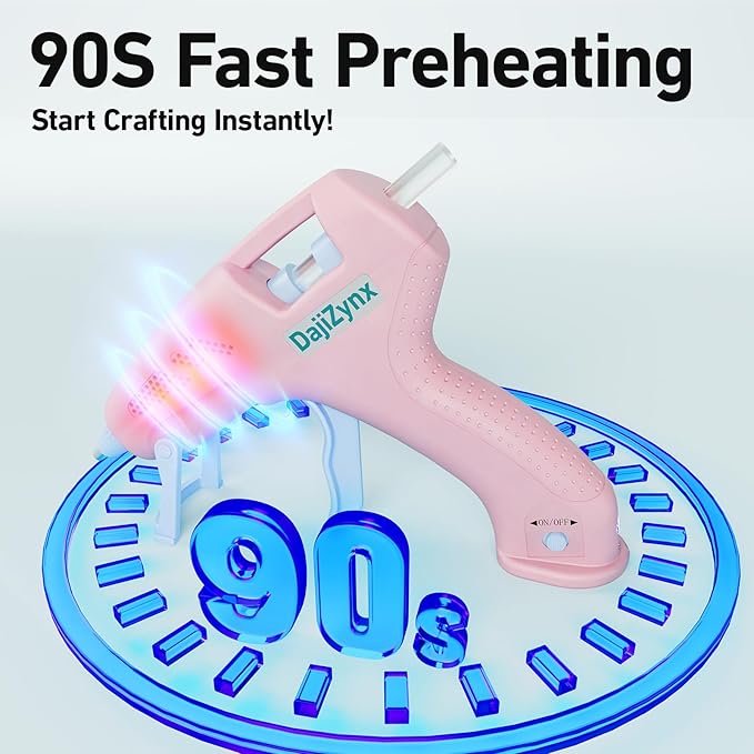 Hot Glue Gun, Cordless Hot Glue Gun with 30 Premium Glue Sticks (7×150mm), 90s Fast Heating, 2600mAh Type-C Rechargeable for DIY Crafts, Home Repairs, Creative Projects and Gift Making, Pink ﻿