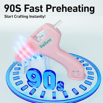 Hot Glue Gun, Cordless Hot Glue Gun with 30 Premium Glue Sticks (7×150mm), 90s Fast Heating, 2600mAh Type-C Rechargeable for DIY Crafts, Home Repairs, Creative Projects and Gift Making, Pink ﻿