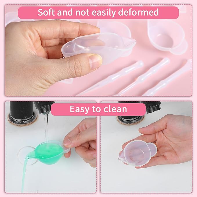 21 Pcs Silicone Mold Cup Dispenser Set, Mini Measuring Mixing Bowls with Spoon Glue Stick Small Scraper, Color Modulation Tools for DIY Epoxy Resin Craft