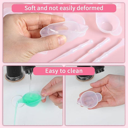 21 Pcs Silicone Mold Cup Dispenser Set, Mini Measuring Mixing Bowls with Spoon Glue Stick Small Scraper, Color Modulation Tools for DIY Epoxy Resin Craft