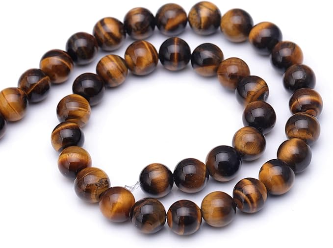 Youngbling Natural Gemstone Beads for Jewelry Making,6mm Tiger Eye Polished Round Smooth Stone Beads for Bracelet Necklace 15 Inch(Tiger Eye,6mm)