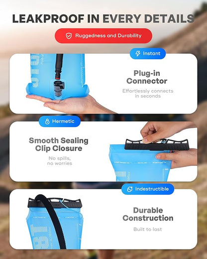 Hydration Bladder,TPU Water Bladder,Water Bladder for Hiking Backpack,BPA Free,Wide Opening,Leak-Proof,Water Reservoir for Hiking Cycling Camping Running