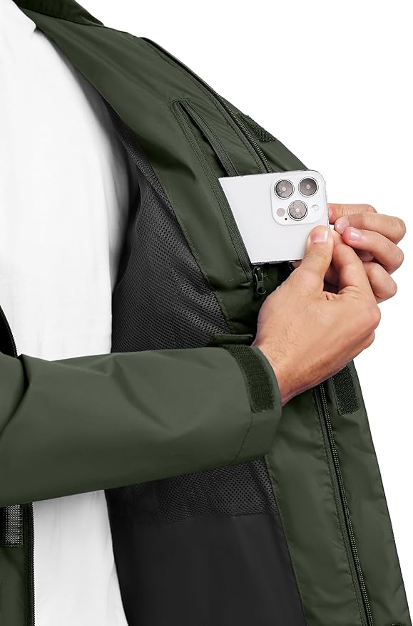 Little Donkey Andy Men's Waterproof Rain Jacket Outdoor Lightweight Rain Shell Coat for Hiking,Golf,Travel