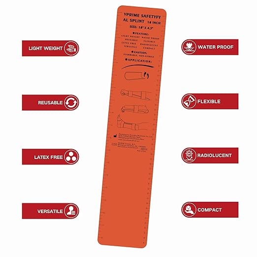 First Aid Splint 36" X 4.3" Orange -Waterproof First Aid Medical Tactical Field Splint For Bone Fracture Treatment (2, Folded)