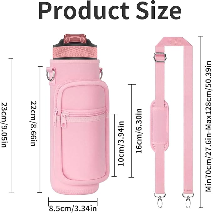Insulated Water Bottle Holder Sling Bag with Phone Pocket, Adjustable Crossbody Strap for Walking, Hiking, Camping, Fishing