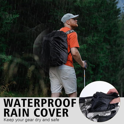 Goture Fishing Backpack,900D Water-Resistant Tackle Backpack with Rod Holders,45L Large Fishing Bag Storage Gear Tackle Bag with Rain Cover,Bottle Holder for Travel Camping Hiking(Without Tackle Box)