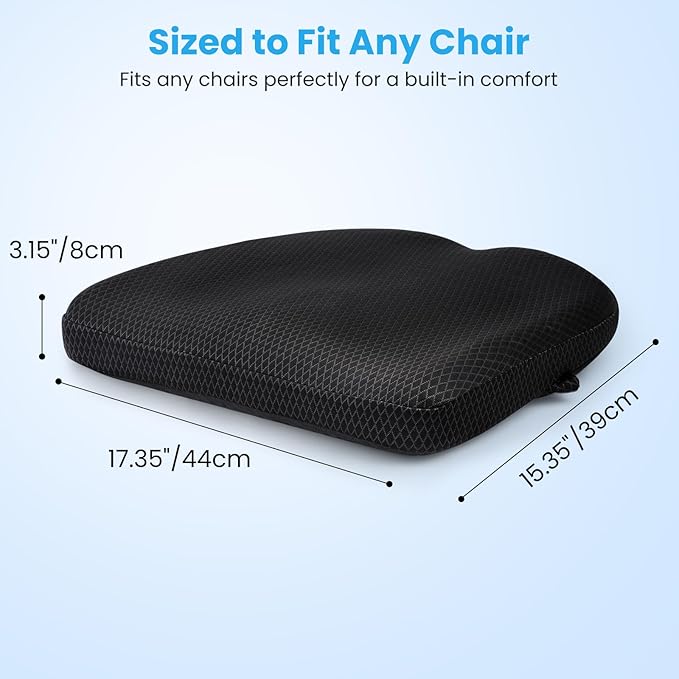 Office Chair Cushion - More Breathable Pressure Relief Seat Cushion with Hours Sitting on Gaming/Car/Wheelchair, Soft Extra-Dense Air Fiber for Orthopedic Coccyx, Sciatica & Hip Support