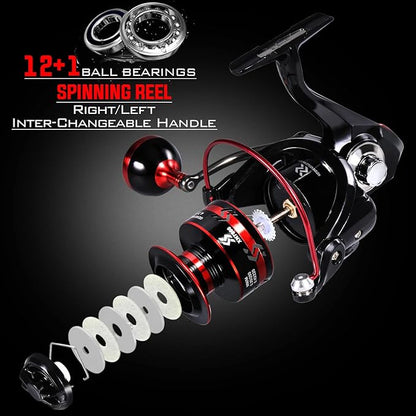 Sougayilang Fishing Pole with Spinning Reel Portable Fishing Rod Reel Combos
