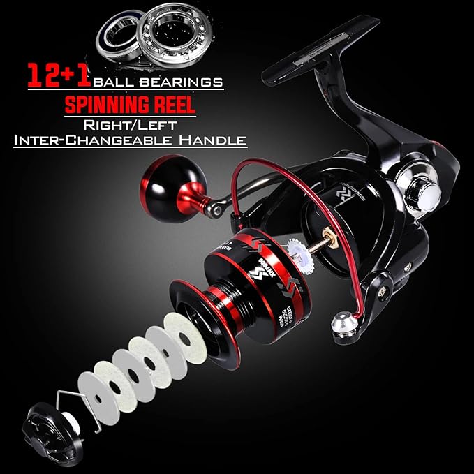 Sougayilang Fishing Pole with Spinning Reel Portable Fishing Rod Reel Combos