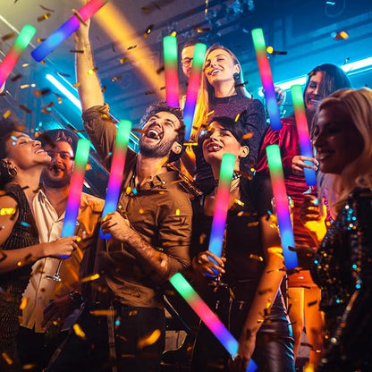 200PCS Foam Glow Sticks with 3 Modes Colorful Flashing, LED Light Sticks, Glow Sticks Party Pack for Wedding, Raves, Concert, Party, Christmas Supplies