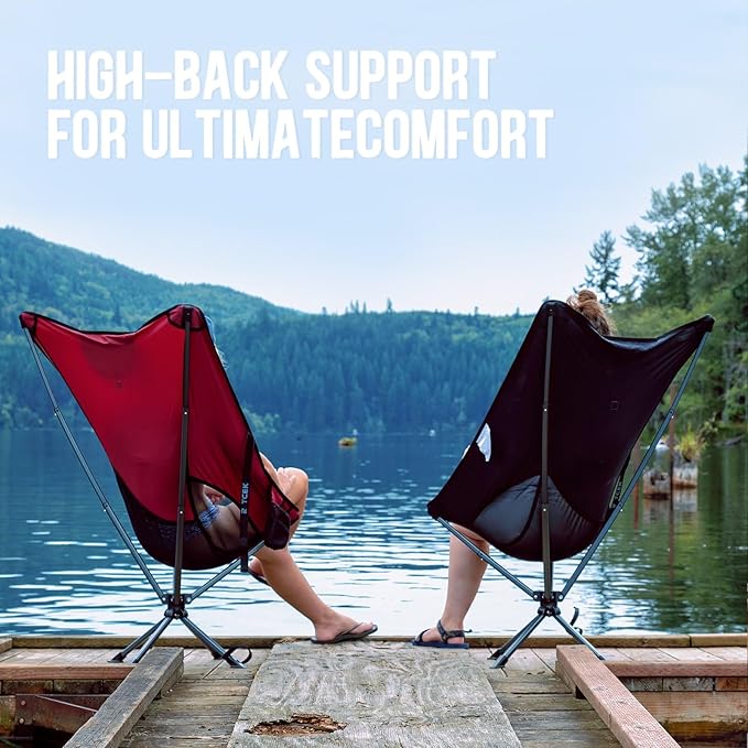 Swivel Portable High Back Camping Chair Small Compact Lightweight Folding Chairs for Adults, Outdoor Collapsible Backpack Chair for Camp, Travel, Sports, Easy Carry and Quick Setup