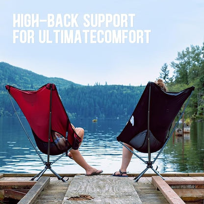 Swivel Portable High Back Camping Chair Small Compact Lightweight Folding Chairs for Adults, Outdoor Collapsible Backpack Chair for Camp, Travel, Sports, Easy Carry and Quick Setup