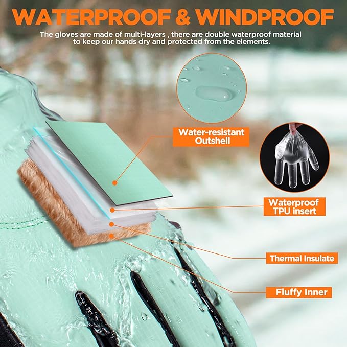 rivmount Winter Waterproof Ski Snow Warm Gloves for Women Men, Windproof Cold Weather Thermal with Touchscreen Fingers, for Running Driving Cycling Hiking Biking Outdoor Sports Daily Work