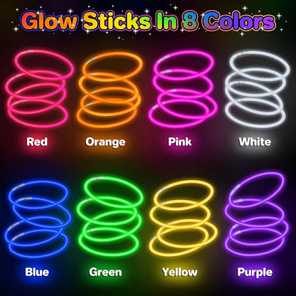 SpringFlower 800Pcs Glow Sticks Bulk Party Supplies, Glow Sticks for Kids Party Favors, Glow in The Dark Party Supplies, Light Up Party Decorations, Halloween, Easter , Wedding, Birthday,