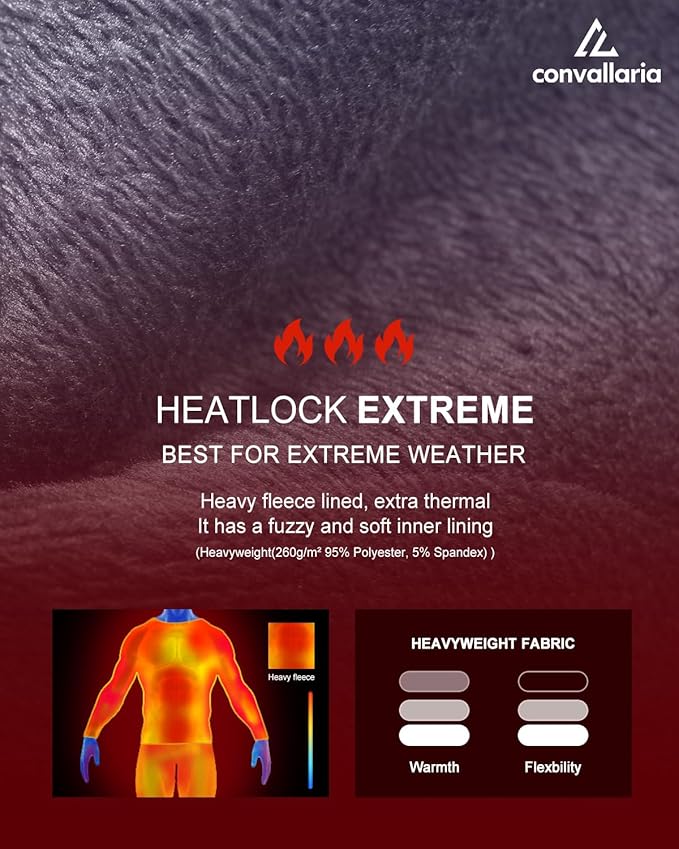 CL convallaria Long Johns Thermal Underwear for Men Soft Fleece Lined Base Layer Cold Weather Top Bottom Gift Set