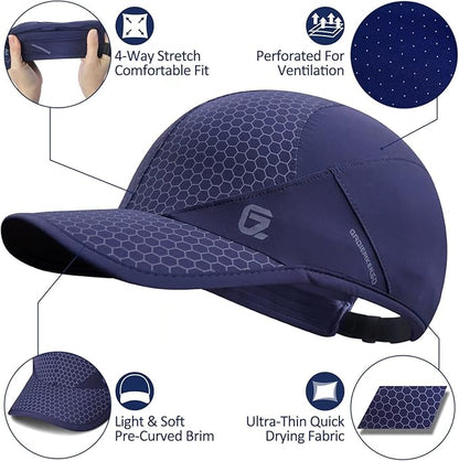 GADIEMKENSD Stretch Running Hat with Soft Brim, Quick Dry, Unstructured, Unisex-Adult