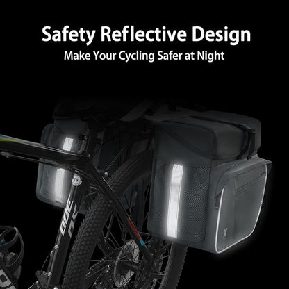 Waterproof Double Panniers Bag - 36L Saddle Bags for Rear Rack Bicycles with Safety Reflective Strips, Bicycle Commuting Pannier Fit Most Bicycle Rack with Rain Cover (With Rain Cover, Grey, 36L)