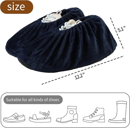 5 Pairs Reusable Shoe Covers, Non Slip Shoe Protectors Covers, Universal Soft Washable Thickened Foot Boot Shoe Covers for Indoors Home Laboratory (Navy blue)